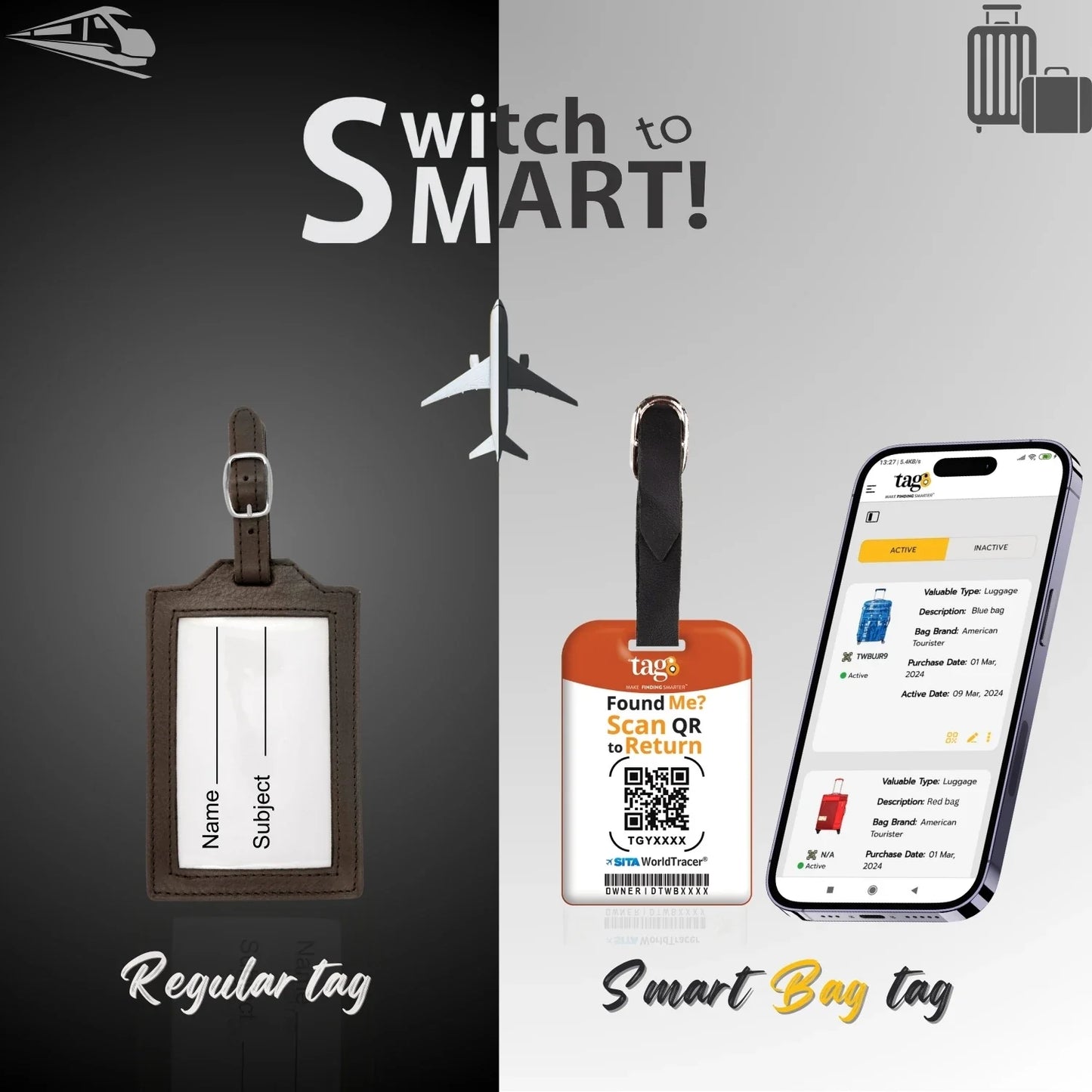 Smart Bag Security Tag - Amsterdam [Pack 2]