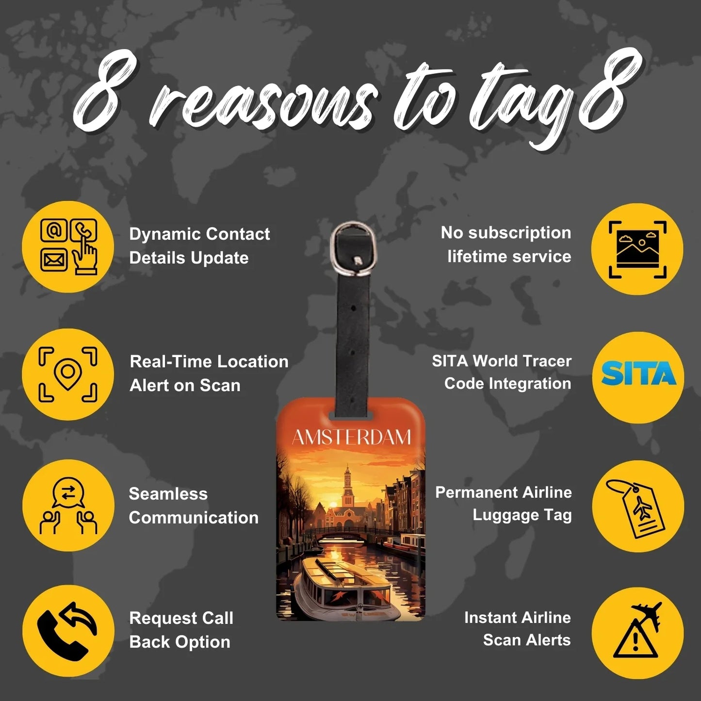 Smart Bag Security Tag - Amsterdam [Pack 2]