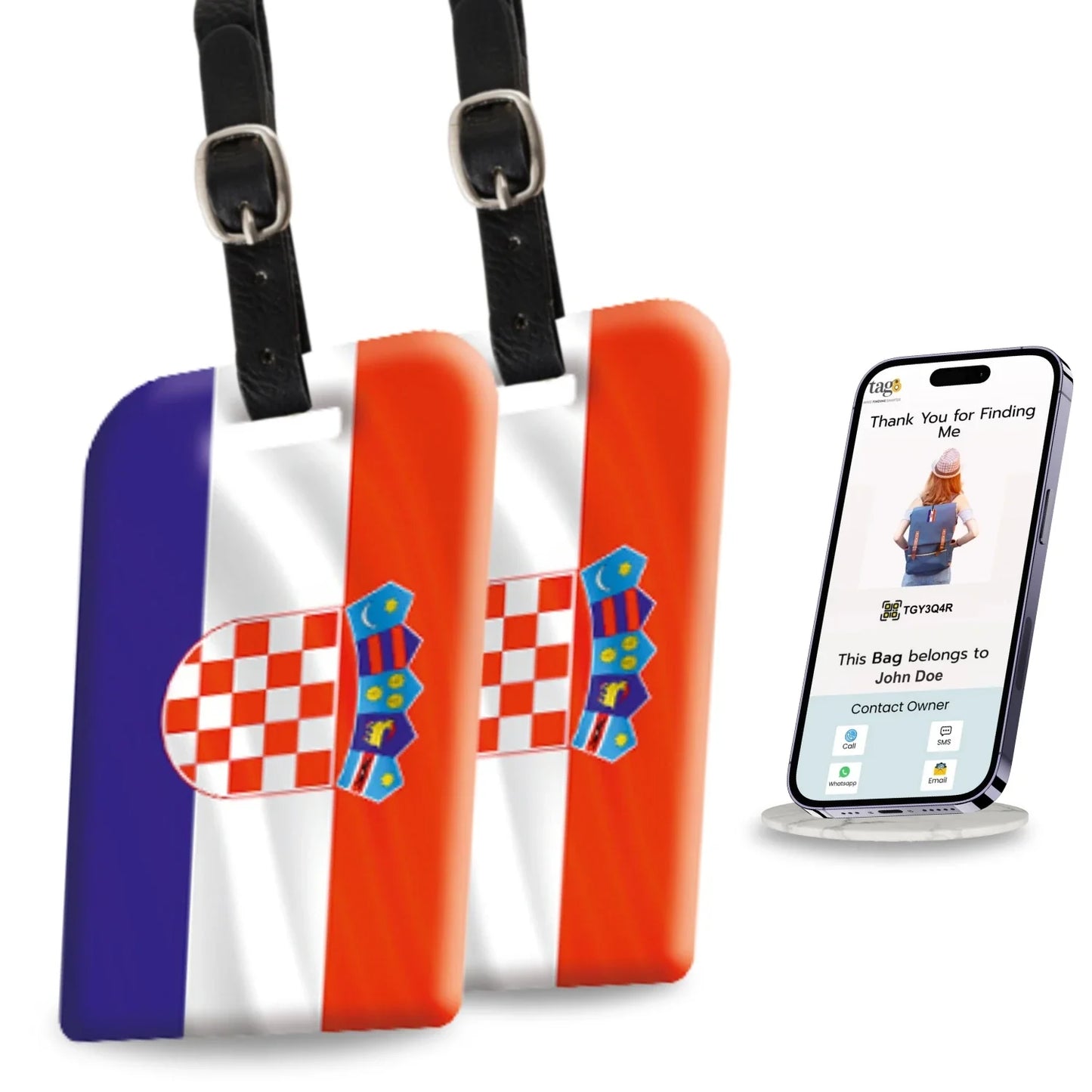 Smart Bag Security Tag -  Croatia Flag [Pack 2]