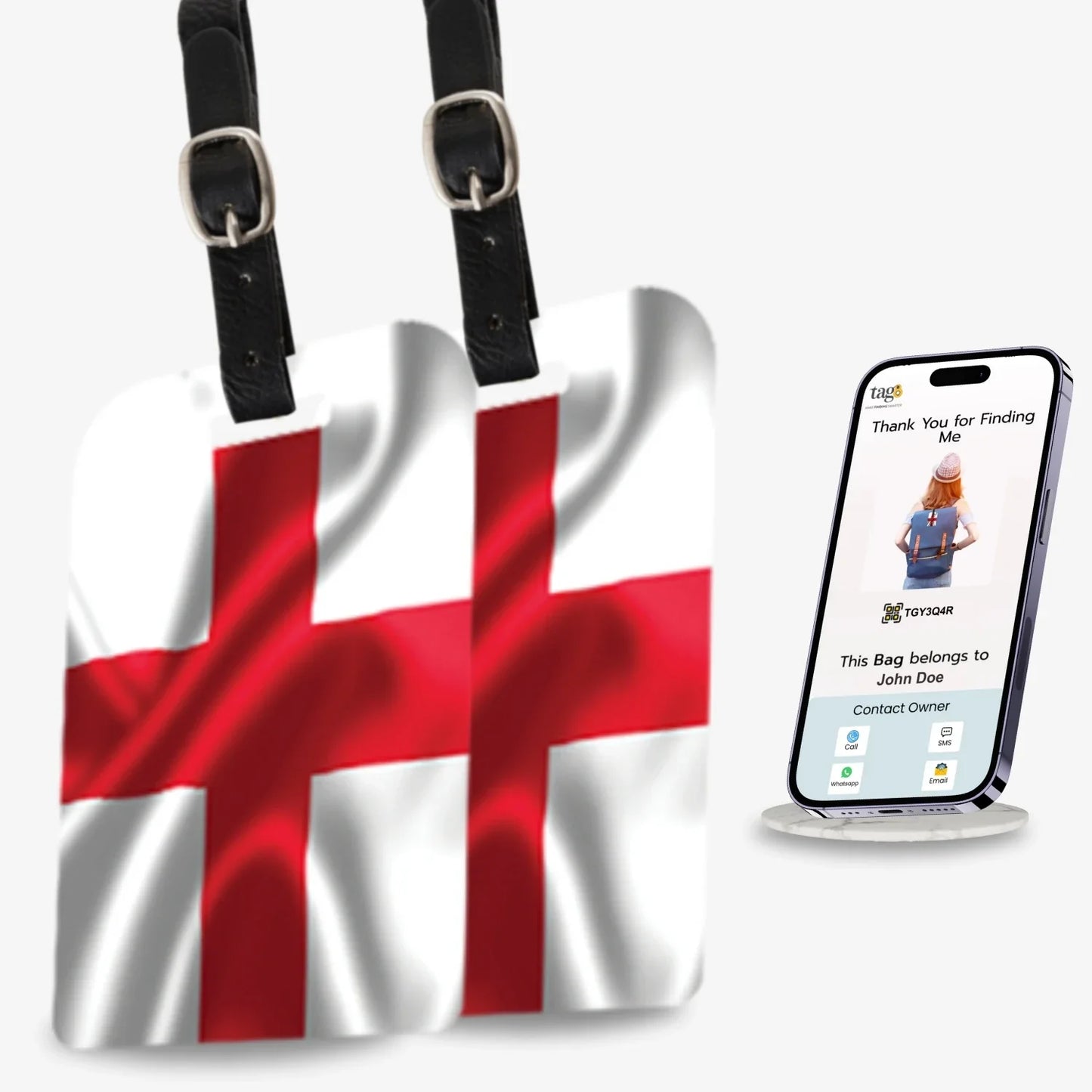 Smart Bag Security Tag - England Flag [Pack 2]