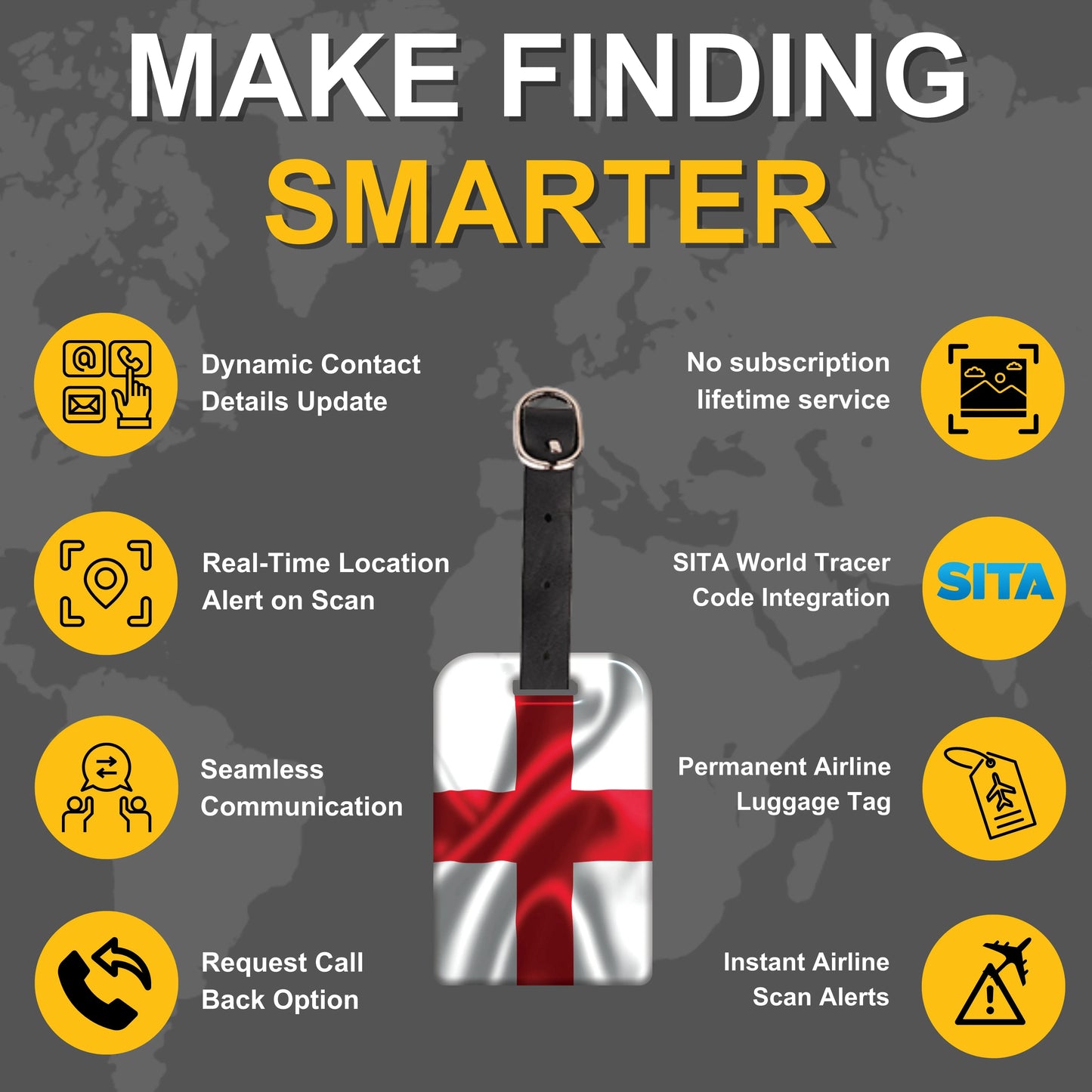Smart Bag Security Tag - England Flag [Pack 2]