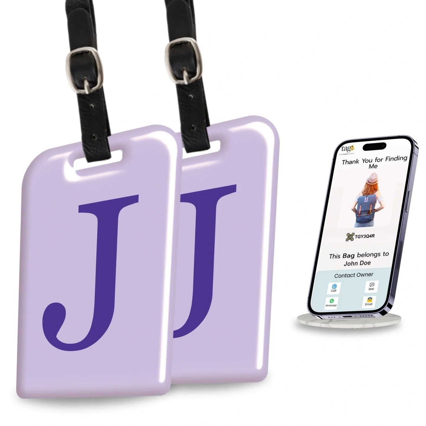 Initials Bag tag J  [pack 2]