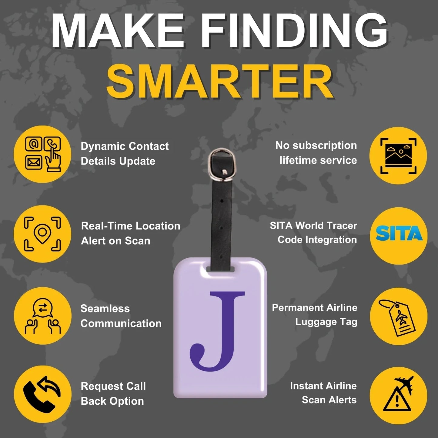 Initials Bag tag J  [pack 2]