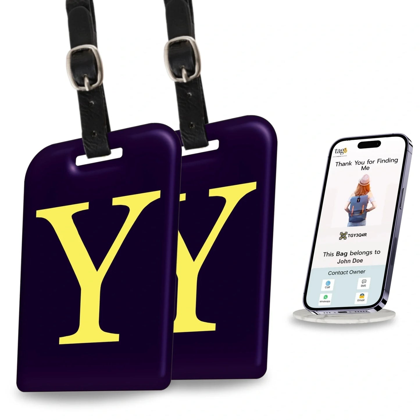 Initials Bag tag Y  [pack 2]