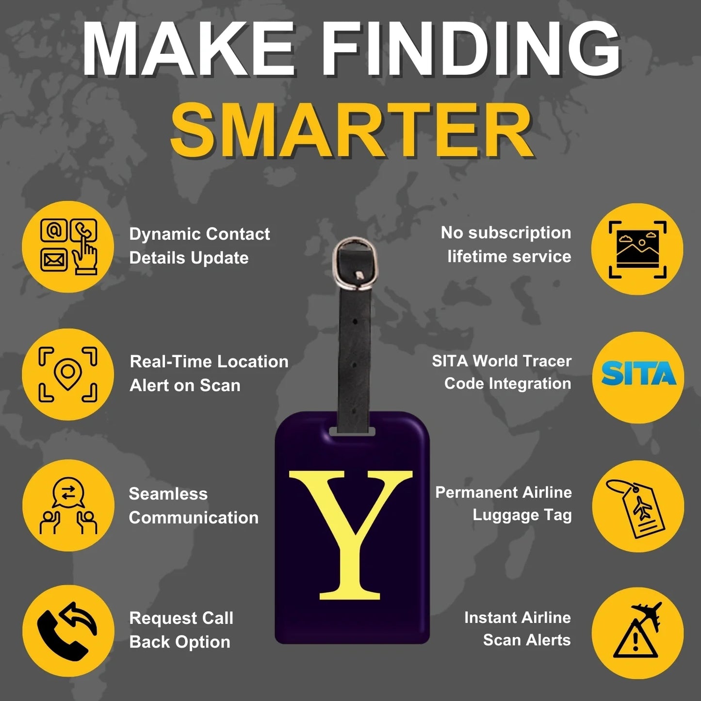 Initials Bag tag Y  [pack 2]