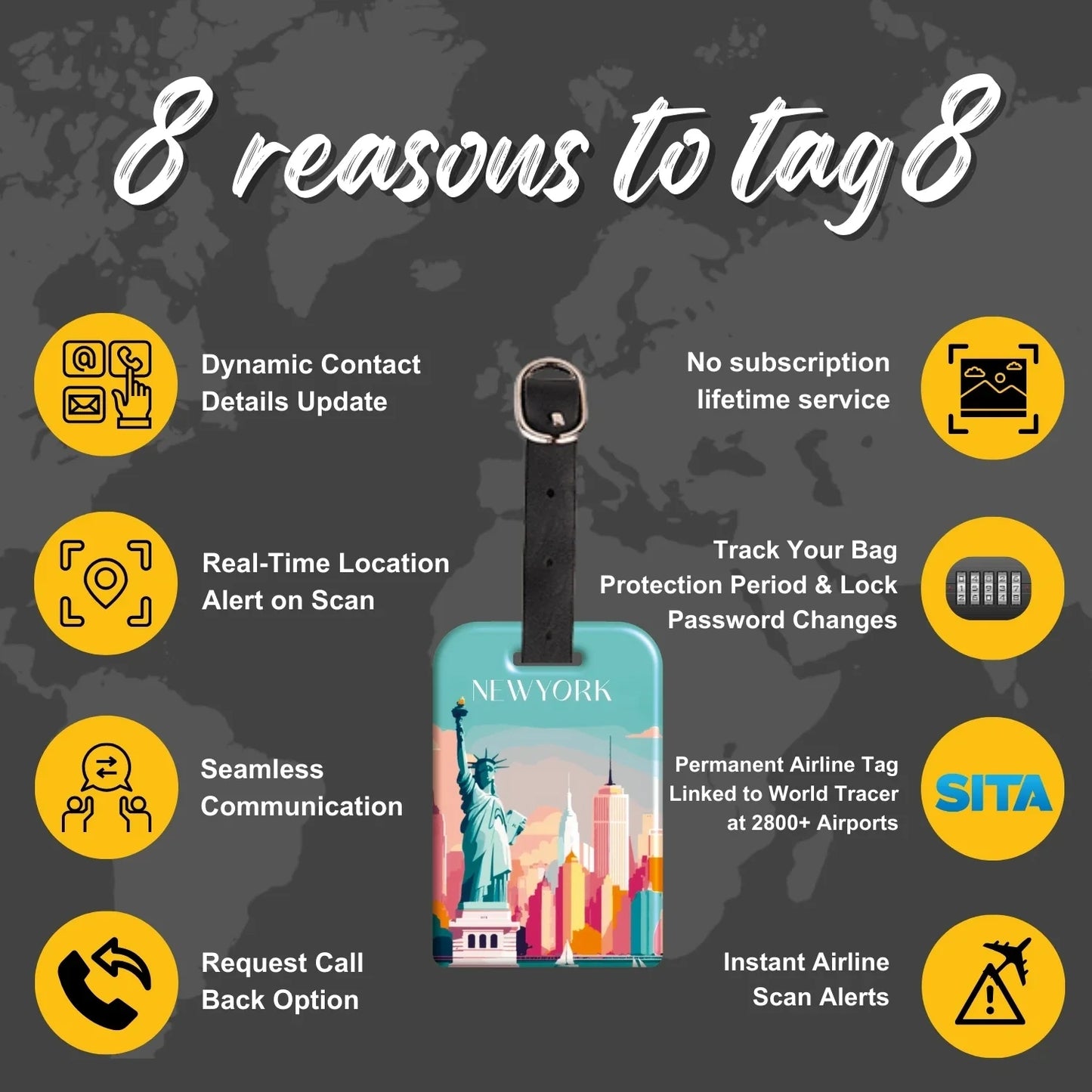 Smart Bag Security Tag-New York [Pack 2]
