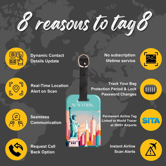 Smart Bag Security Tag-New York [Pack 2]