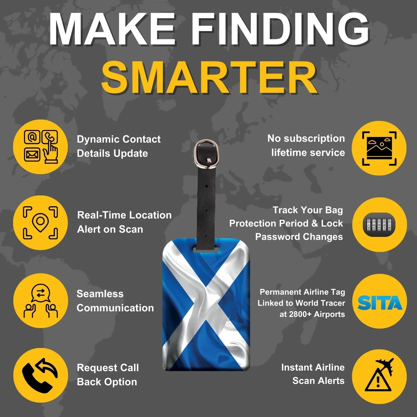 Smart Bag Security Tag - Scotland Flag [Pack 2]