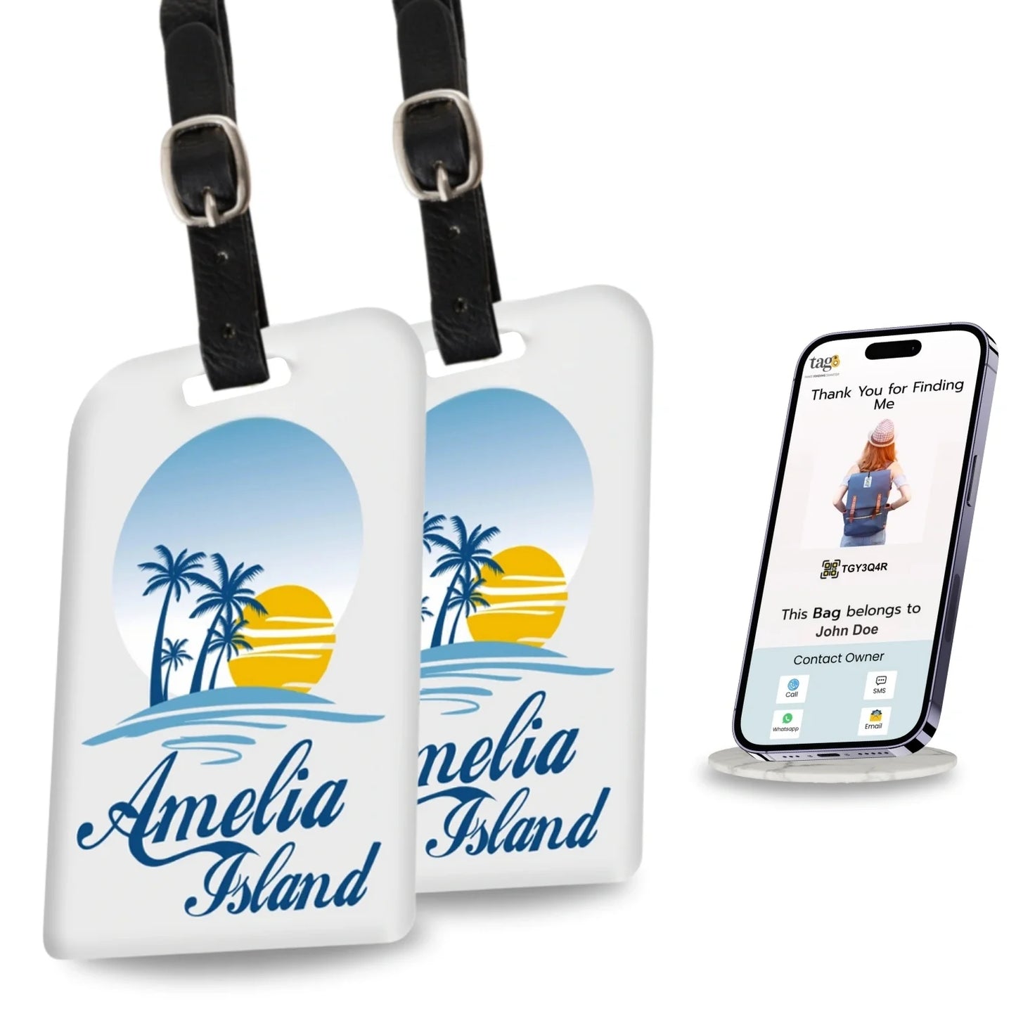Smart Bag Security Tag - Amelia Island FL [Pack 2]